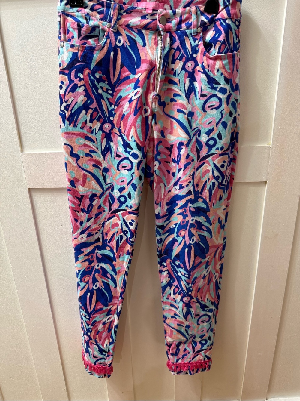 Simply Southern Pink Blue Tropical Print Jeggings